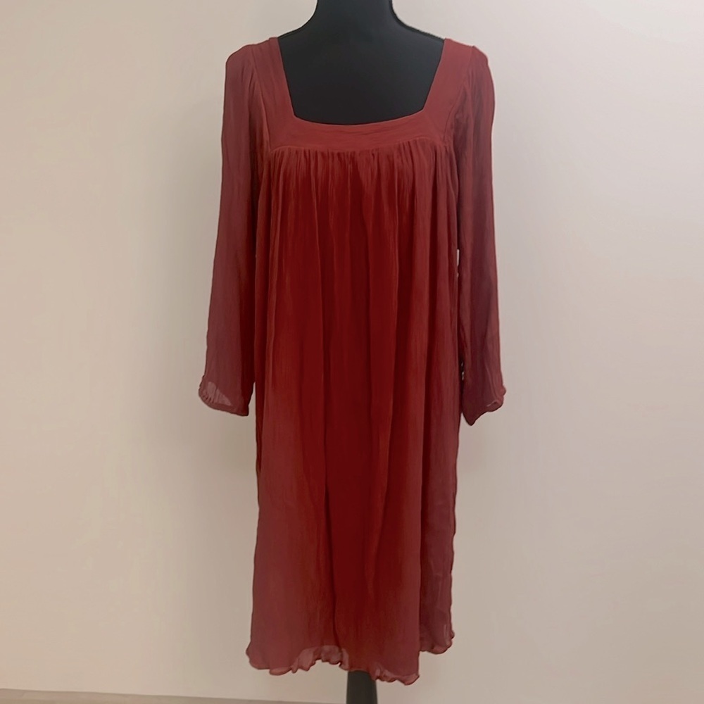Massimo Dutti‎ Terra Cotta crinkle dress sz M medium like new!